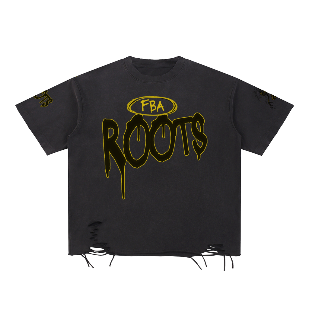 Roots Run Deep Snow Washed Raw-Hem T-Shirt