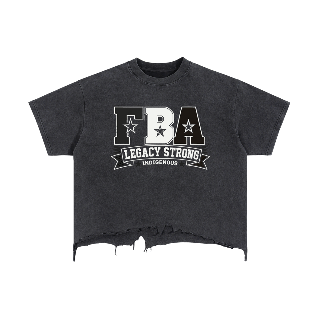 FBA Vintage Vibe Wash Boxy Distressed Hem T-Shirt