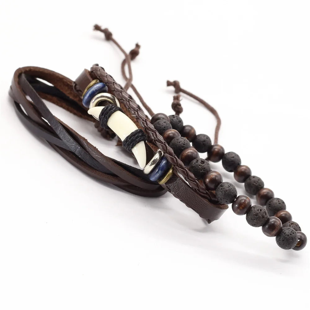 FBA Vintage Beads Leather Bracelet | Men's & Women's Fashion Jewelry
