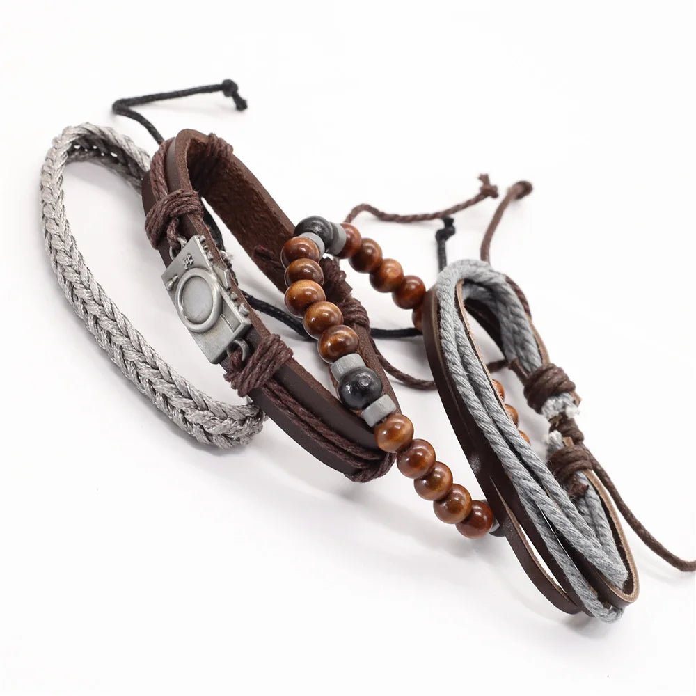 FBA Vintage Beads Leather Bracelet | Men's & Women's Fashion Jewelry