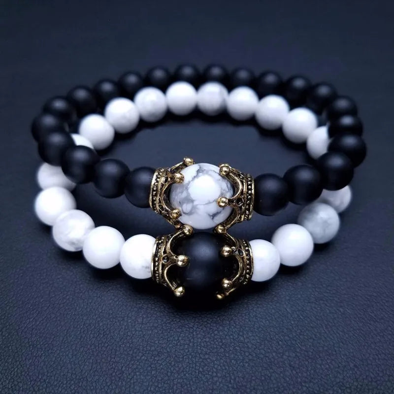 FBA Tiger Eye Stone Crown Charm Bracelet for Men | Luxury Jewelry