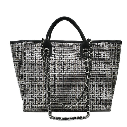 Fashion Nylon Chain Tote Bag for Women – Large Shoulder Handbag & Messenger Shopping Bag