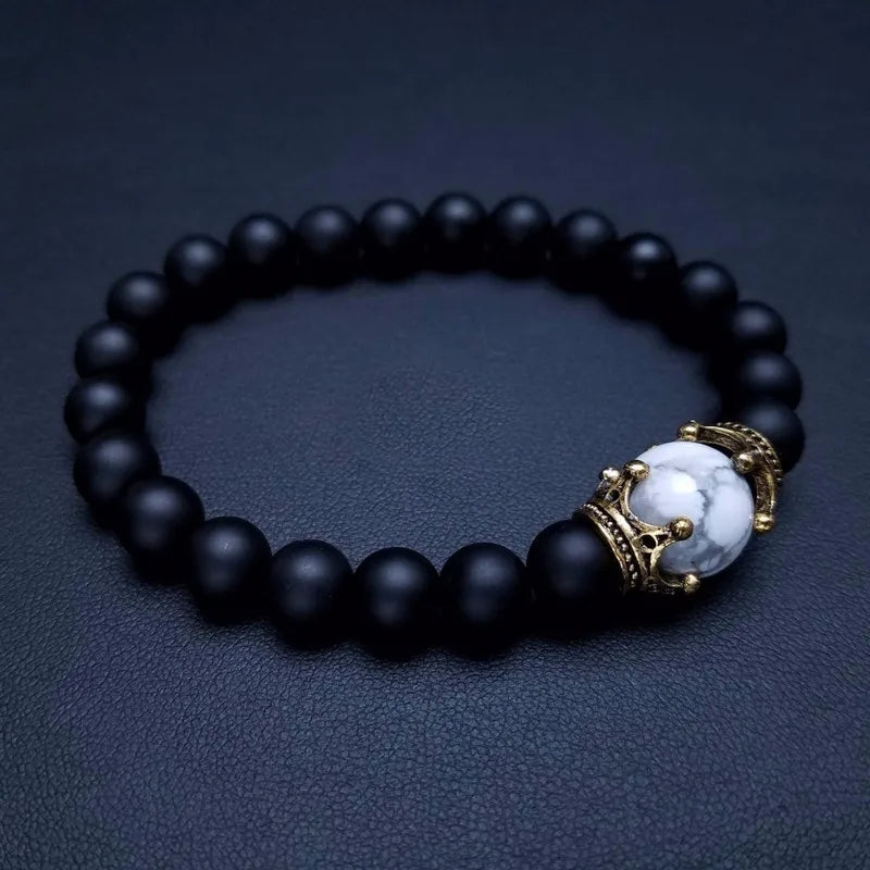 FBA Tiger Eye Stone Crown Charm Bracelet for Men | Luxury Jewelry