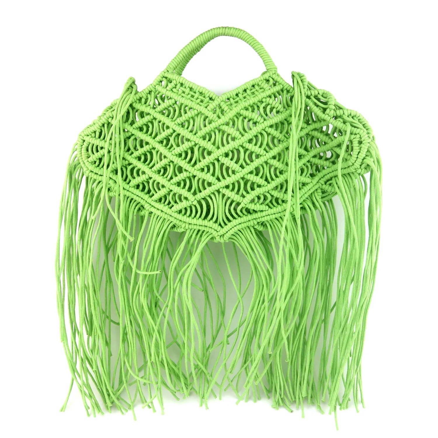 Bohemian Tassel Fishnet Tote Bag – Hollow Rope Woven Beach Handbag for Women