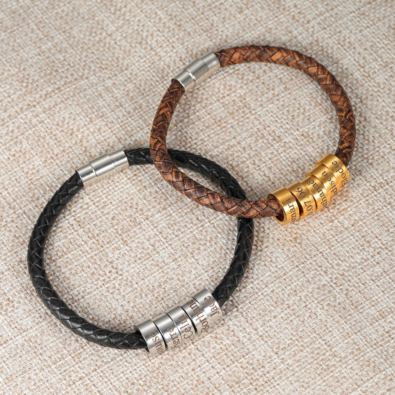 FBA Custom Name Braided Leather Bracelet for Men | Personalized Gift
