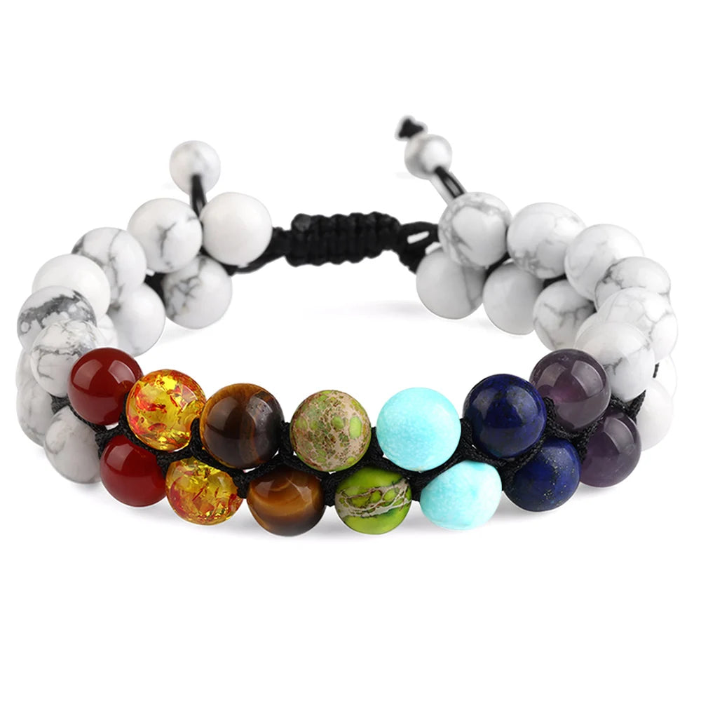 FBA Handmade Double Onyx Lava Beaded Bracelet | 7-Color Energy Jewelry