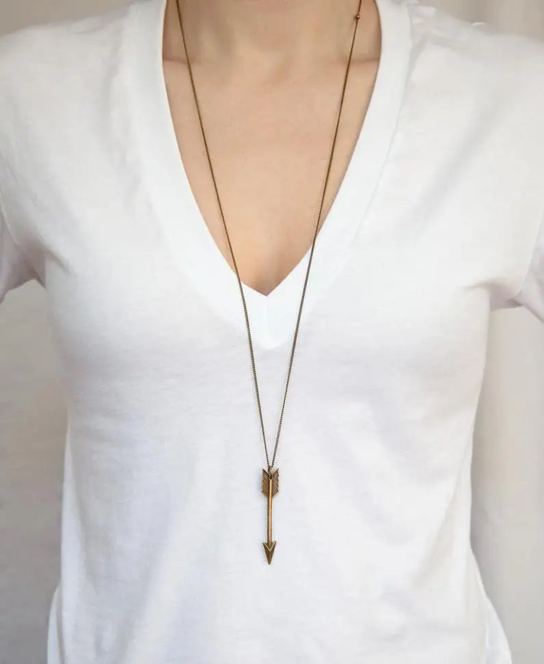 FBA Black Arrow Archer Pendant Necklace | Bohemian Statement Jewelry