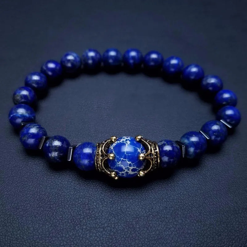 FBA Tiger Eye Stone Crown Charm Bracelet for Men | Luxury Jewelry