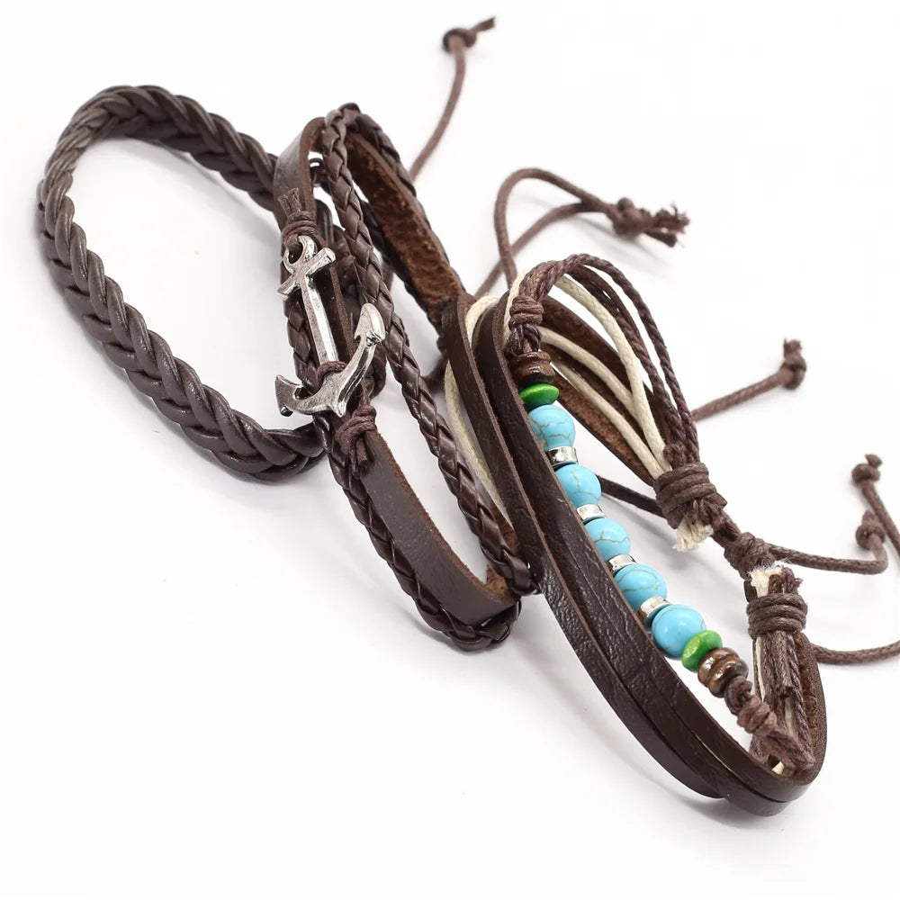 FBA Vintage Beads Leather Bracelet | Men's & Women's Fashion Jewelry