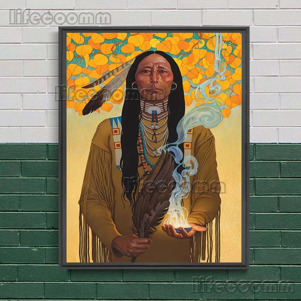 Retro Western Portrait Canvas Print | Classical Figure Wall Art Poster for Home Decor