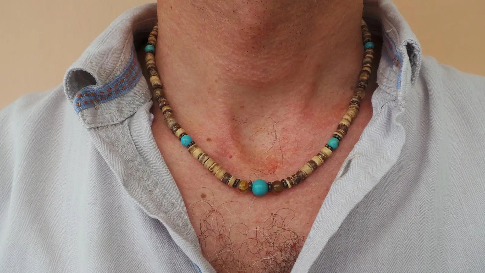 FBA Men's African Surfer Beaded Necklace | Boho Jewelry