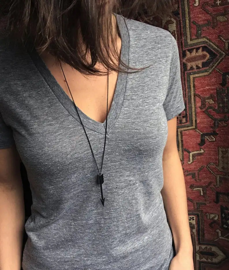 FBA Black Arrow Archer Pendant Necklace | Bohemian Statement Jewelry