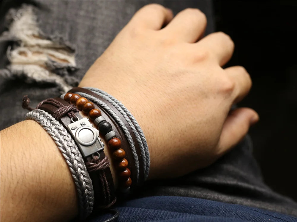 FBA Vintage Beads Leather Bracelet | Men's & Women's Fashion Jewelry