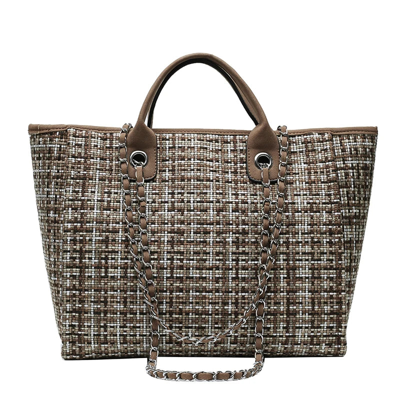 Fashion Nylon Chain Tote Bag for Women – Large Shoulder Handbag & Messenger Shopping Bag