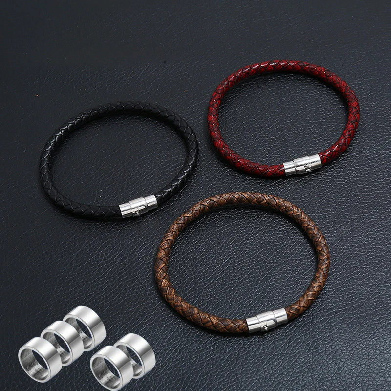FBA Custom Name Braided Leather Bracelet for Men | Personalized Gift