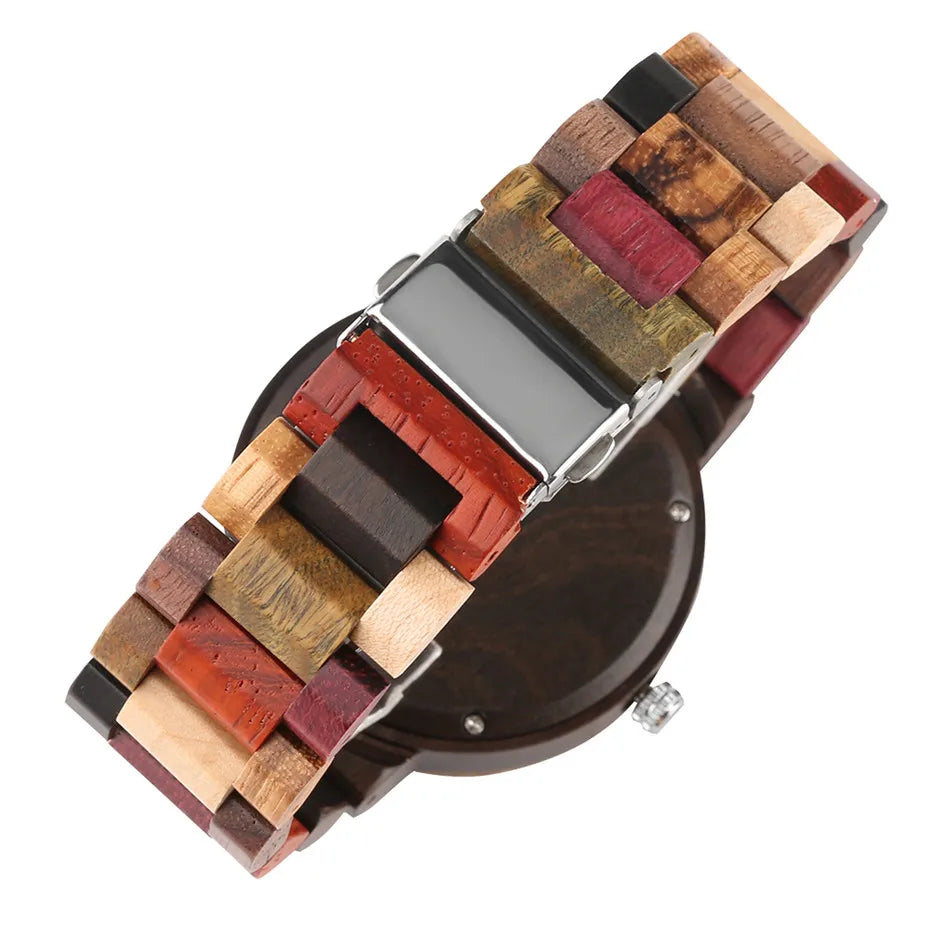 FBA Men's Mixed Color Wooden Watch | Fashion Quartz Wood Wristwatch