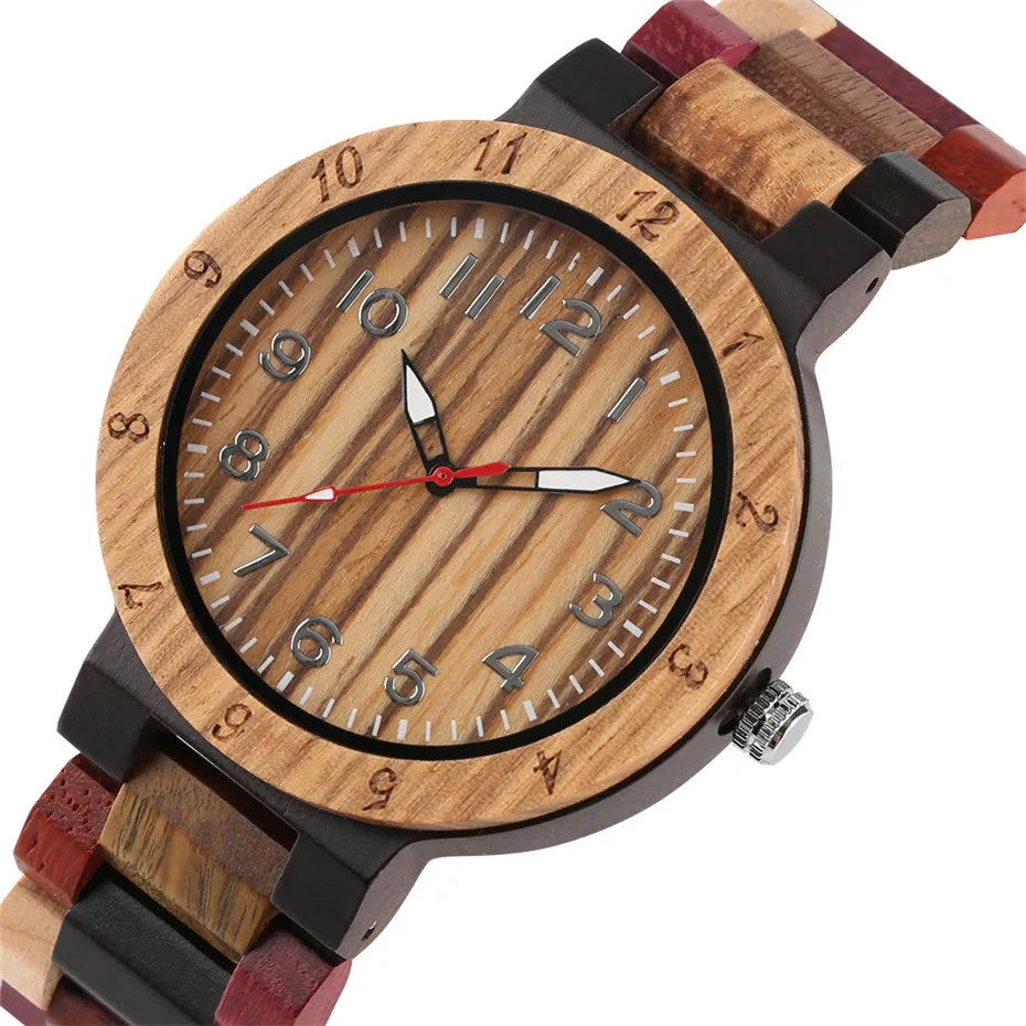 FBA Men's Mixed Color Wooden Watch | Fashion Quartz Wood Wristwatch
