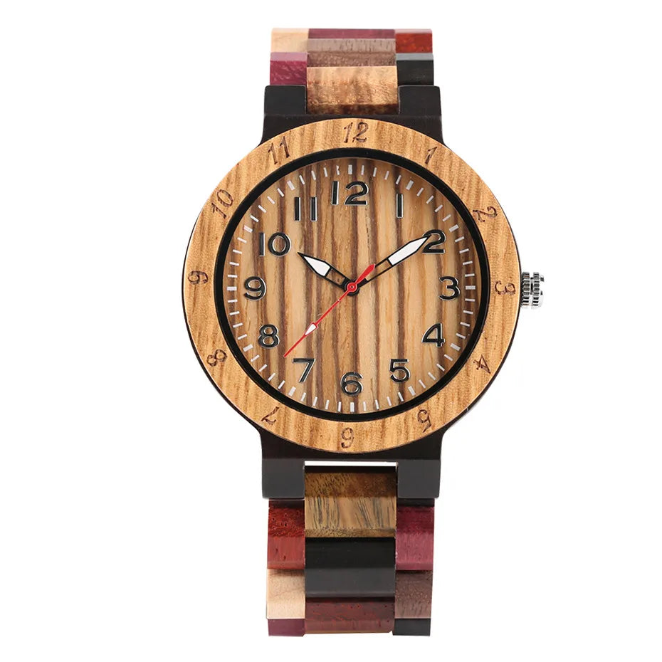 FBA Men's Mixed Color Wooden Watch | Fashion Quartz Wood Wristwatch