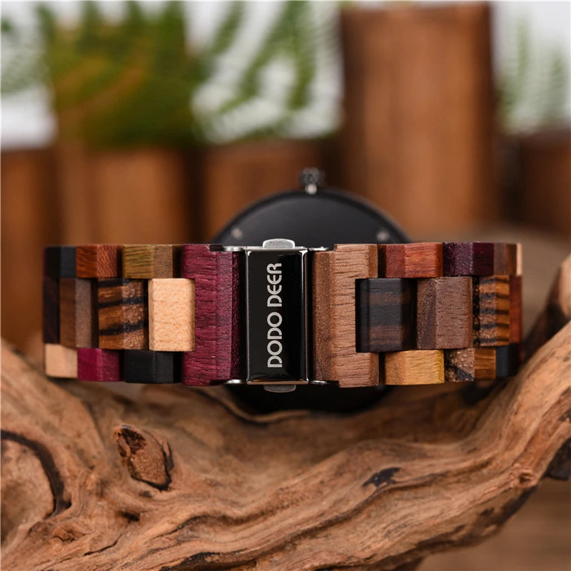 FBA Men's DODO DEER Luxury Wood Watch | Date Display Quartz Wristwatch