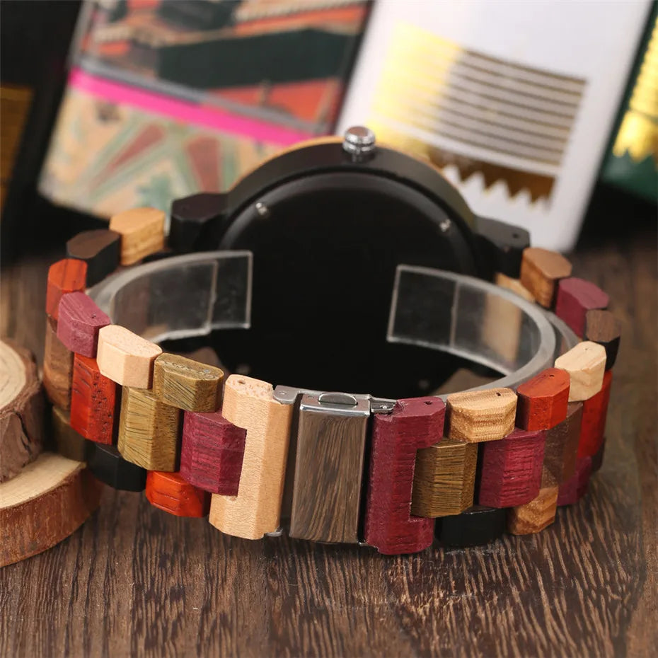 FBA Men's Natural Wood Quartz Watch | Calendar Display Wooden Wristwatch