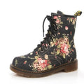 Women's Floral Print Canvas Lace-Up Ankle Boot