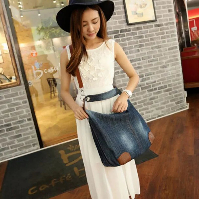 Large Luxury Denim Tote Bag for Women – Jean Crossbody Shoulder Handbag