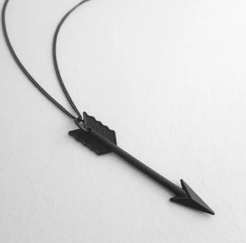 FBA Black Arrow Archer Pendant Necklace | Bohemian Statement Jewelry