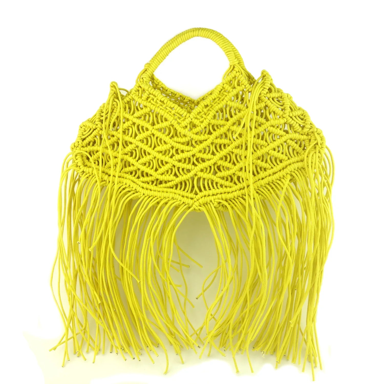 Bohemian Tassel Fishnet Tote Bag – Hollow Rope Woven Beach Handbag for Women