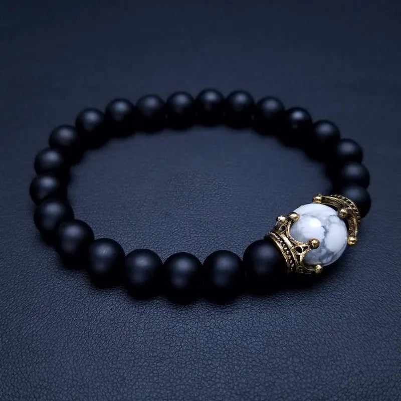 FBA Tiger Eye Stone Crown Charm Bracelet for Men | Luxury Jewelry