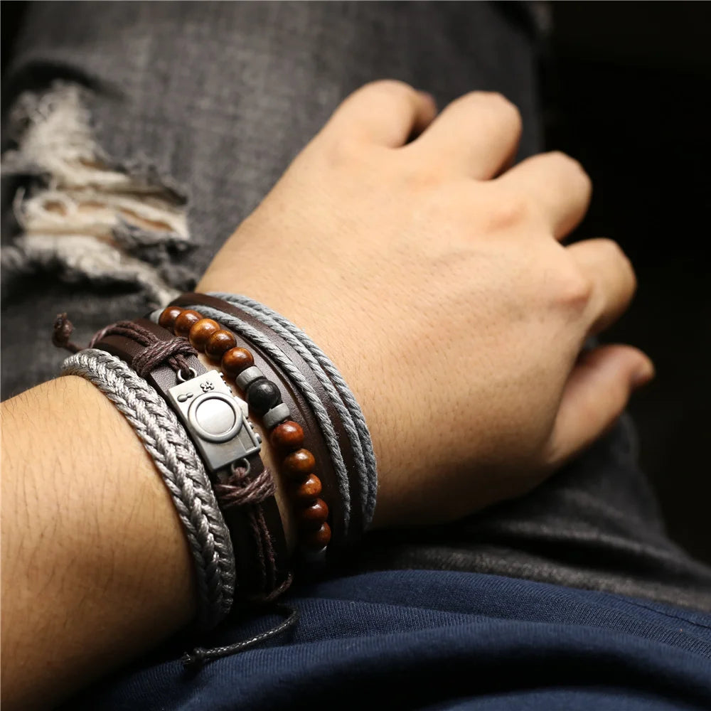 FBA Vintage Beads Leather Bracelet | Men's & Women's Fashion Jewelry