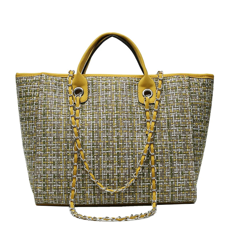 Fashion Nylon Chain Tote Bag for Women – Large Shoulder Handbag & Messenger Shopping Bag