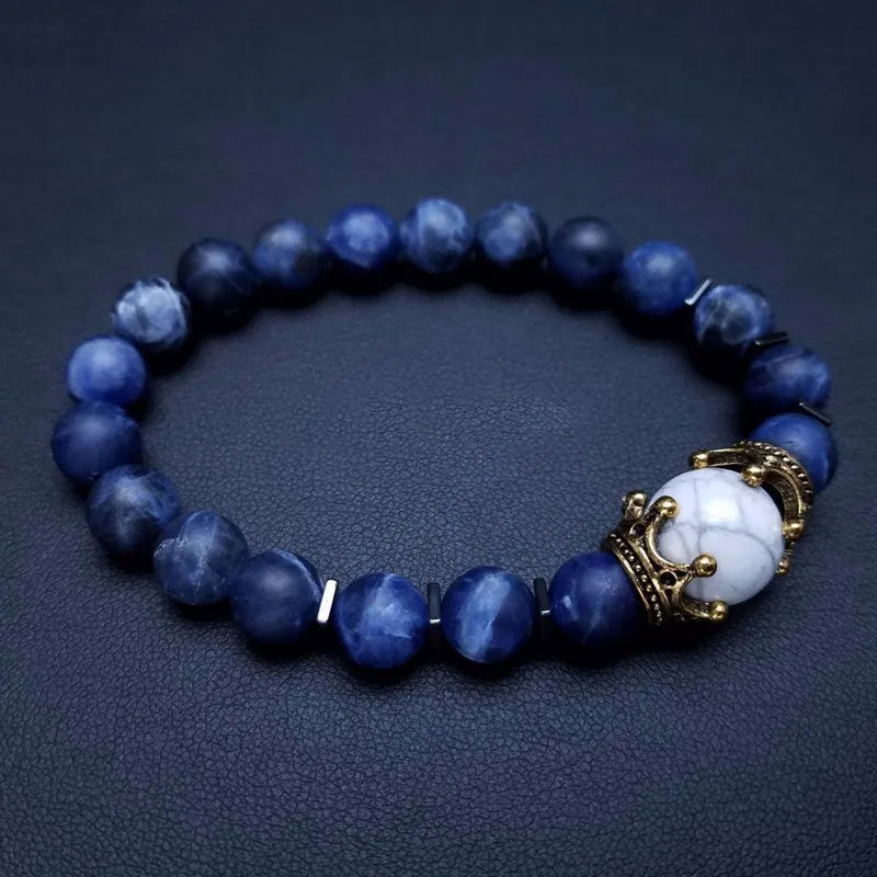 FBA Tiger Eye Stone Crown Charm Bracelet for Men | Luxury Jewelry