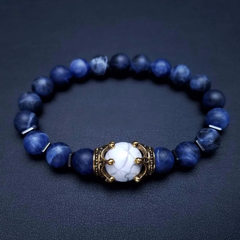 FBA Tiger Eye Stone Crown Charm Bracelet for Men | Luxury Jewelry