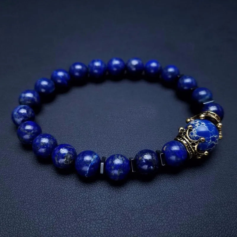 FBA Tiger Eye Stone Crown Charm Bracelet for Men | Luxury Jewelry