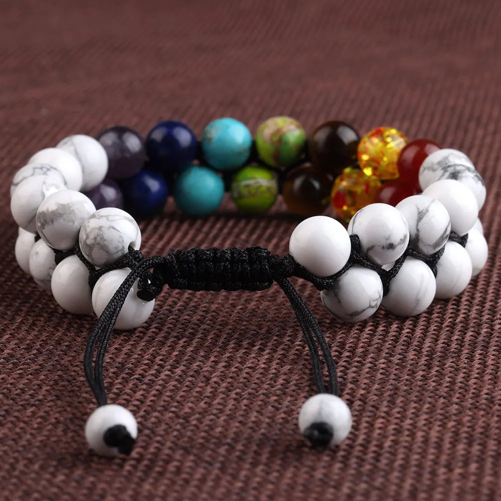 FBA Handmade Double Onyx Lava Beaded Bracelet | 7-Color Energy Jewelry