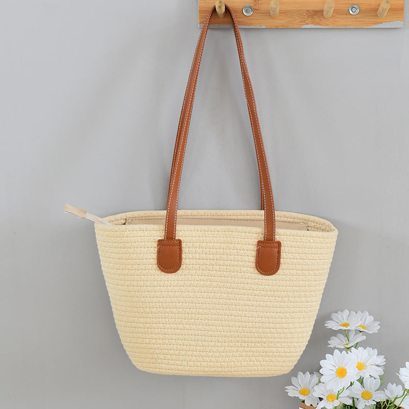 Women's Straw Shoulder Bag – Woven Tote & Crossbody Beach Handbag