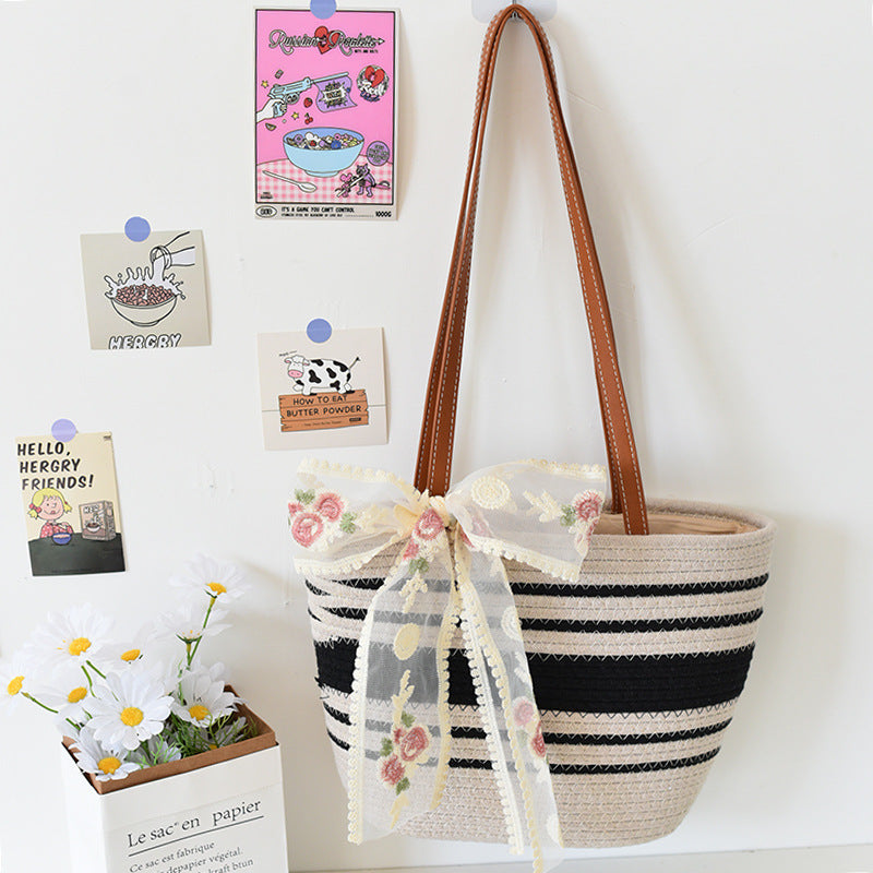 Simple Woven Straw Shoulder Tote Bag for Women – Large Capacity Versatile Underarm Handbag