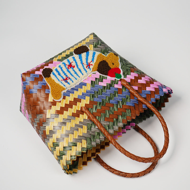 Dachshund Woven Rattan Basket Bag – Portable Commuter Beach Bag in Bamboo & Braided Styles