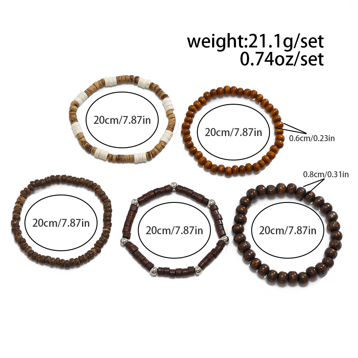 FBA 5-Piece Natural Stone Stacked Bracelet Set | Hip Hop Men's Jewelry