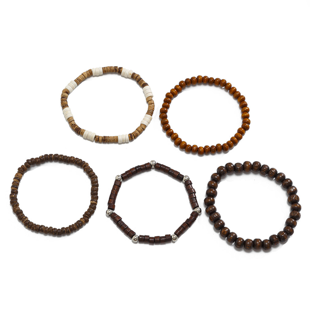 FBA 5-Piece Natural Stone Stacked Bracelet Set | Hip Hop Men's Jewelry