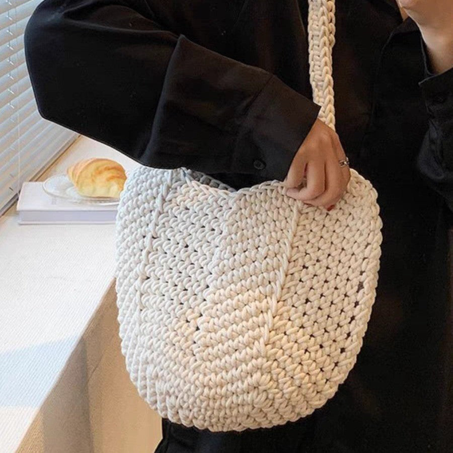 Retro Crochet Cotton Thread Woven Shoulder Bag – Literary Holiday Beach Handbag