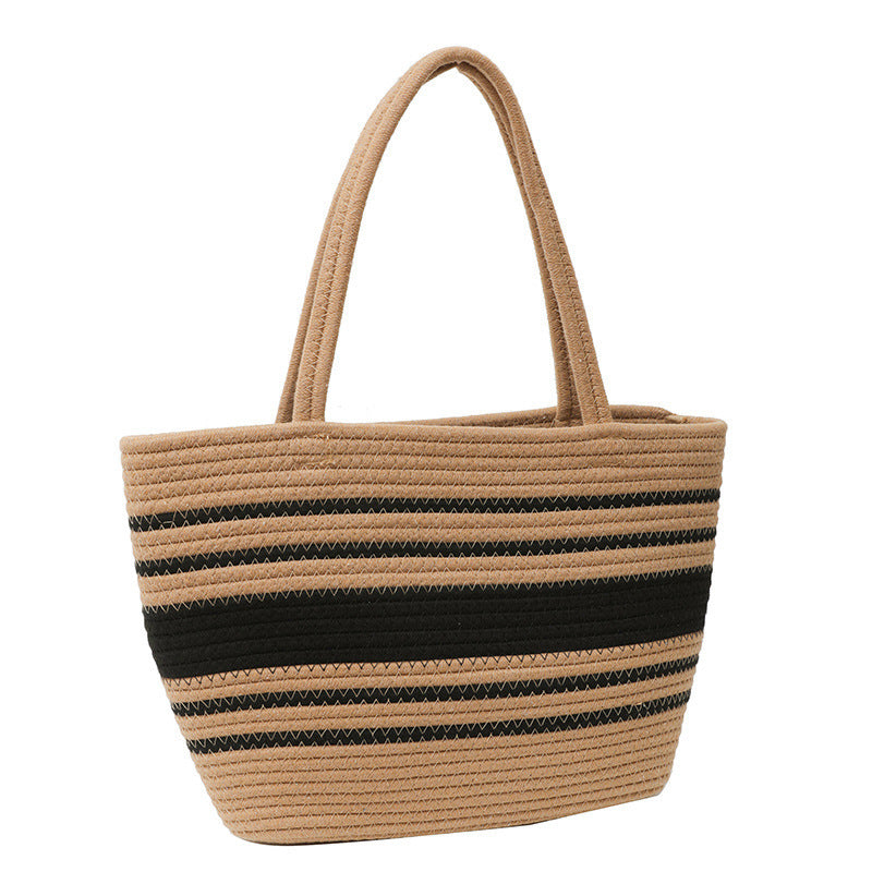 Simple Woven Straw Shoulder Tote Bag for Women – Large Capacity Versatile Underarm Handbag