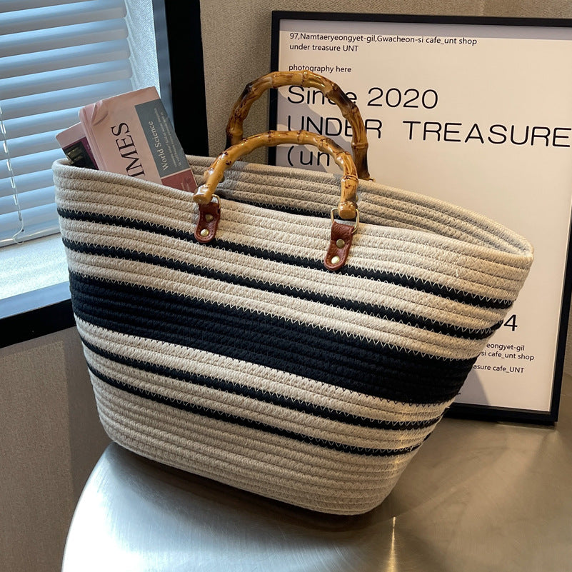 Simple Woven Straw Shoulder Tote Bag for Women – Large Capacity Versatile Underarm Handbag