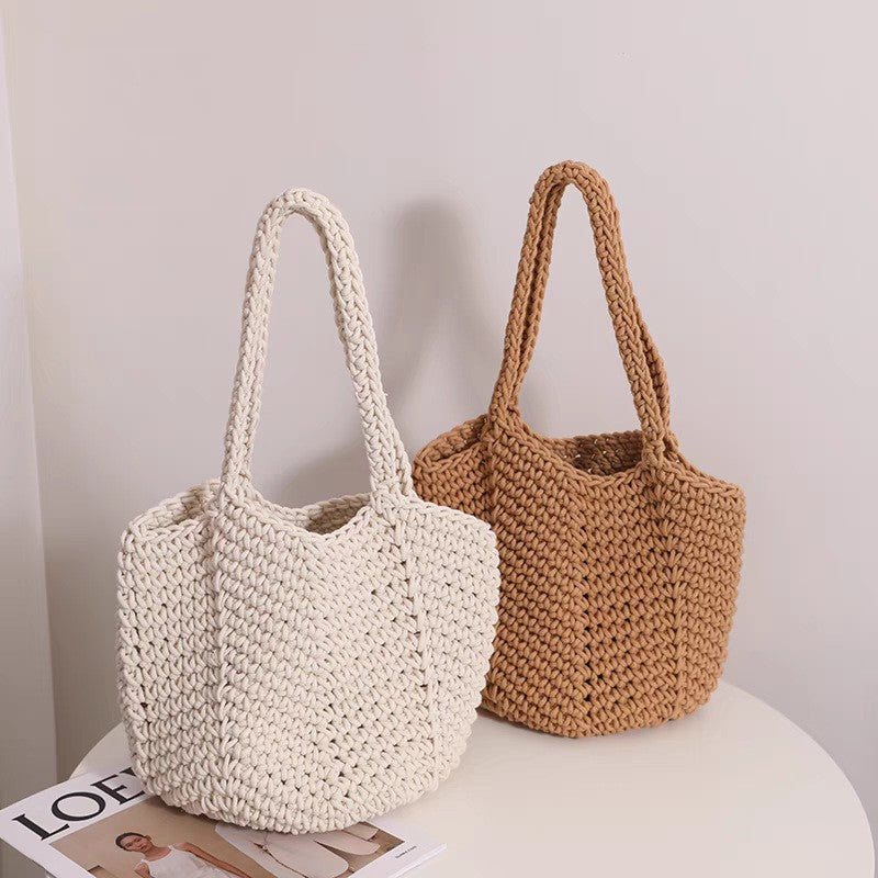Retro Crochet Cotton Thread Woven Shoulder Bag – Literary Holiday Beach Handbag
