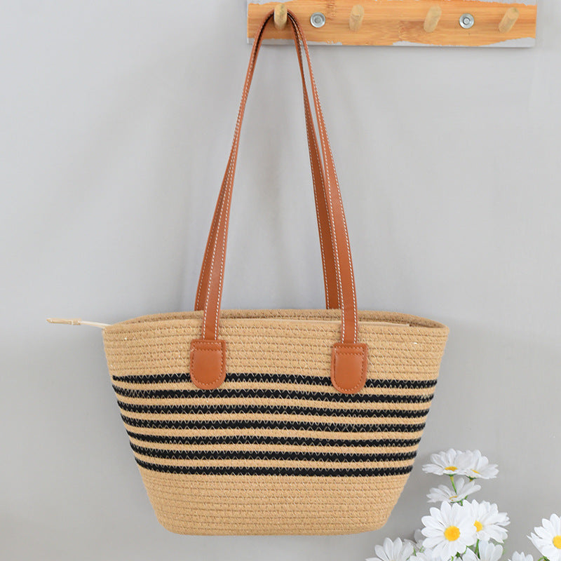 Women's Straw Shoulder Bag – Woven Tote & Crossbody Beach Handbag