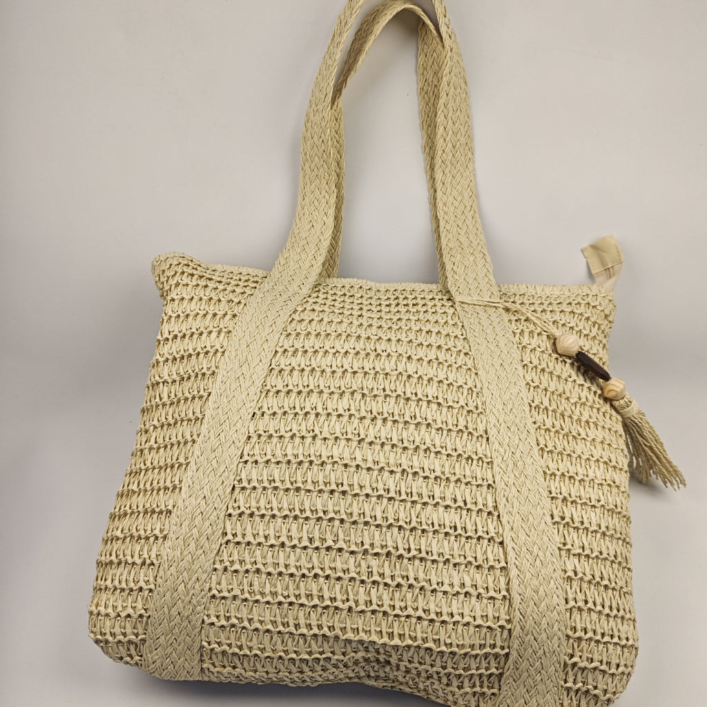 Mori Handmade Straw Woven Tote Bag for Women – Large Capacity Vacation Underarm Bag