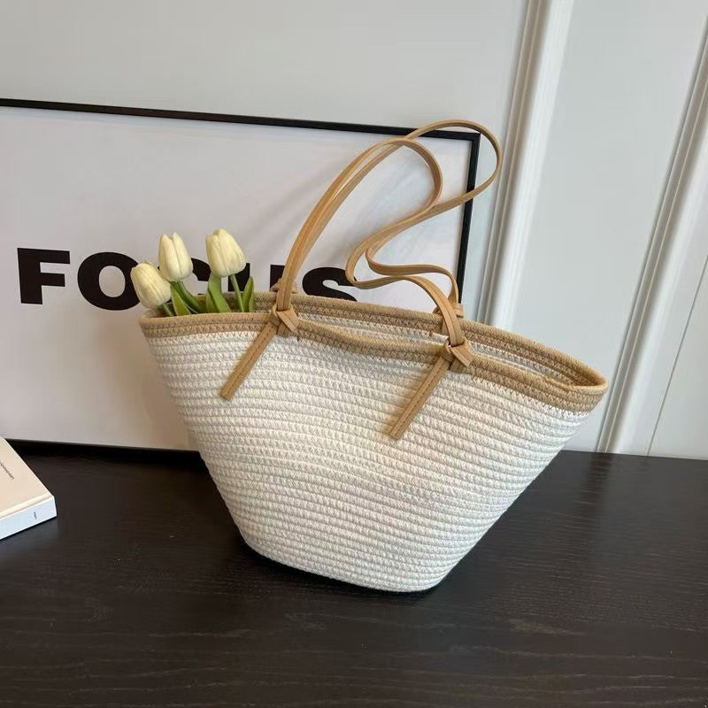 Women's Straw Shoulder Bag – Woven Tote & Crossbody Beach Handbag
