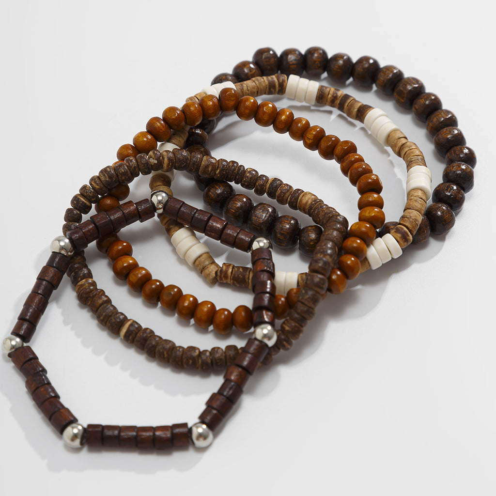 FBA 5-Piece Natural Stone Stacked Bracelet Set | Hip Hop Men's Jewelry