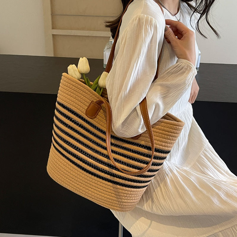 Women's Straw Shoulder Bag – Woven Tote & Crossbody Beach Handbag