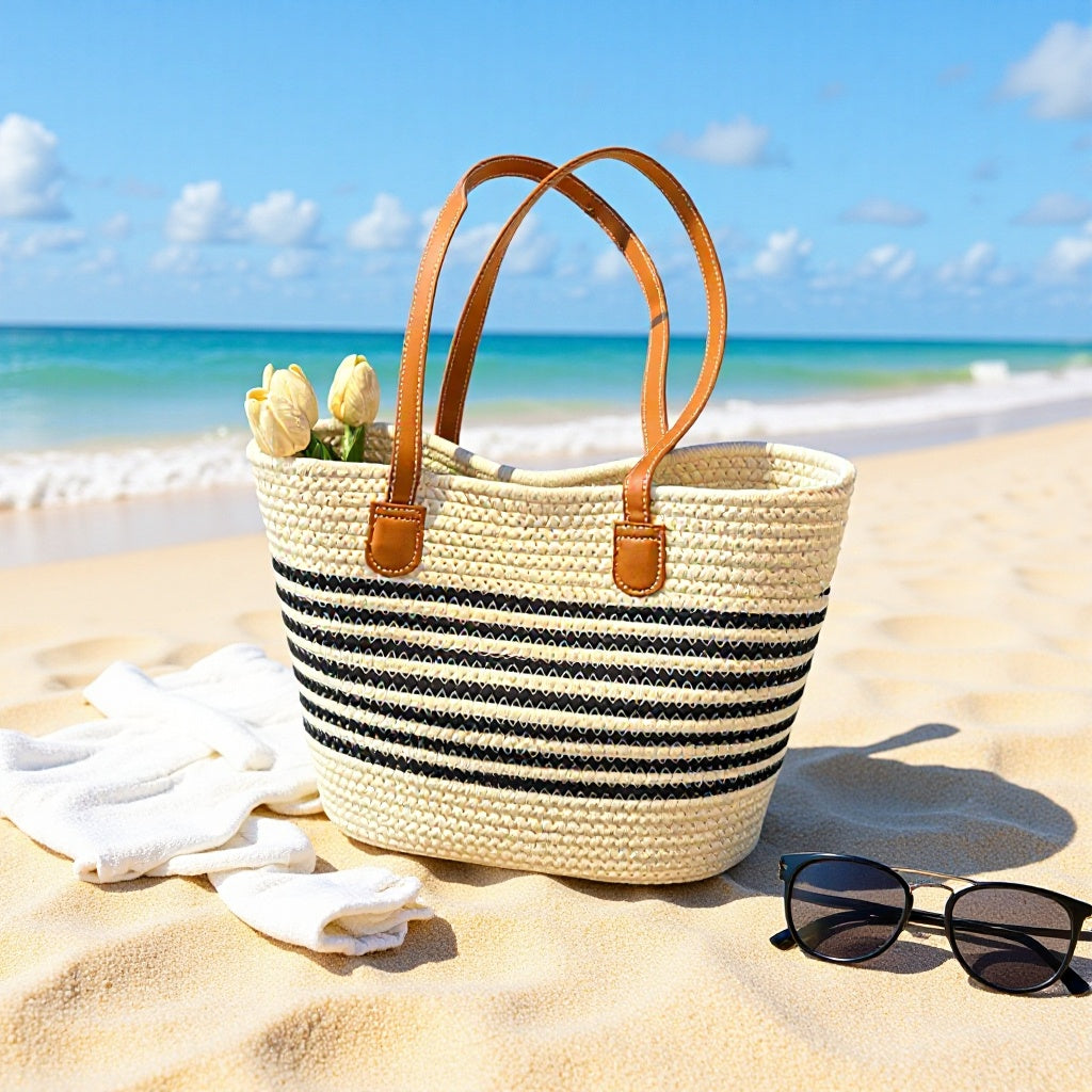 Women's Straw Shoulder Bag – Woven Tote & Crossbody Beach Handbag